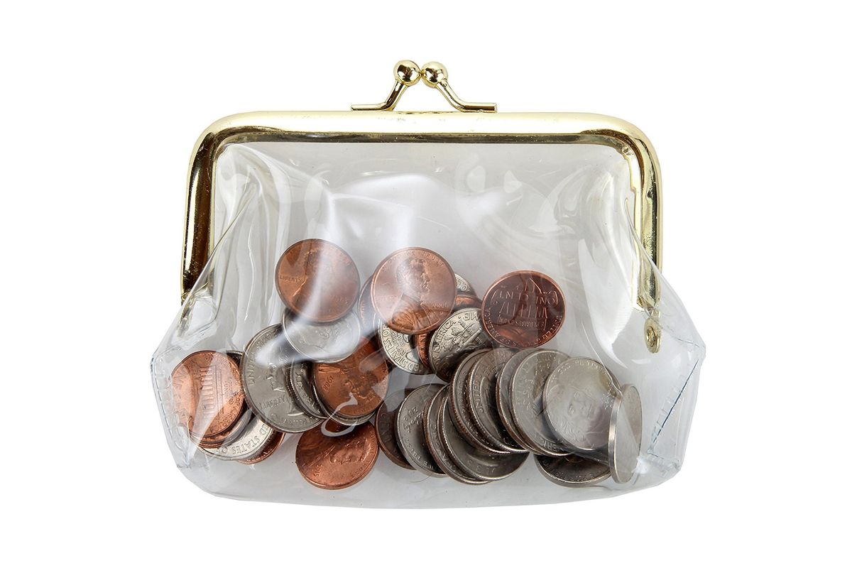 Clear coin outlet pouch