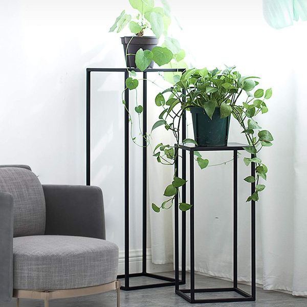 Tall black metal flower plant stand planter pot industrial modern retro home 
