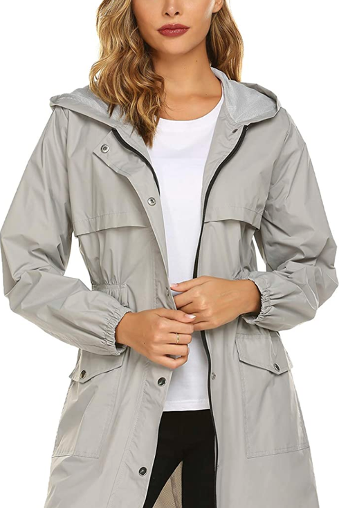 Plus Sz Womens Waterproof Raincoat Lady Outdoor Wind Rain Jacket Hooded Coat Mac