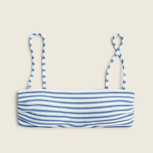 J.Crew Textured clean bandeau bikini top in stripe