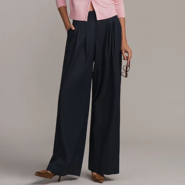 Maeve The Avery Linen Pleated Wide-Leg Trousers