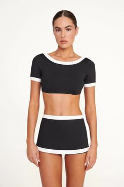 Staud Nell Swim Skirt - Black/White