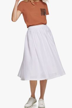 DKNY Pull-On Cotton Midi Skirt
