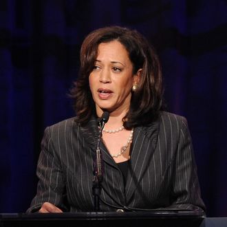 BEVERLY HILLS, CA - MARCH 18: California Attorney General Kamala Harris speaks onstage at the Public Counsel's William O. Douglas Award Dinner held at the Beverly Hilton Hotel on March 18, 2011 in Beverly Hills, California. (Photo by Kevin Winter/Getty Images) *** Local Caption *** Kamala Harris