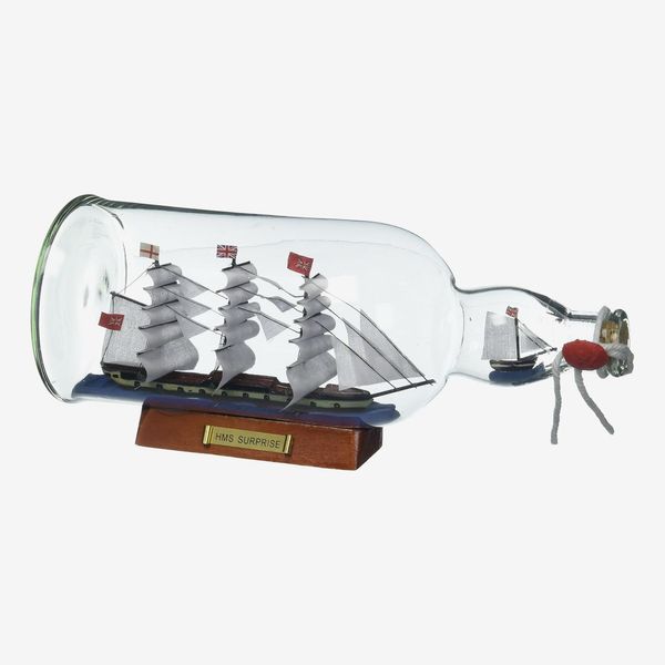 Hampton Nautical Master and Commander HMS Model Ship in a Glass Bottle