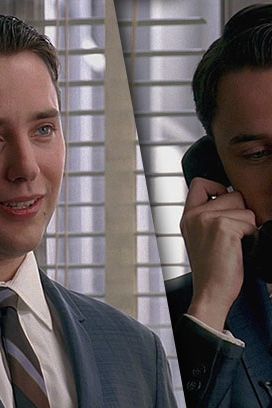 This is the first moment we see Pete, almost cherubic with his bright eyes and pink lips. This is, of course, as full as we see his hair, though even in this pilot episode, we can see a slight receding at the temples.