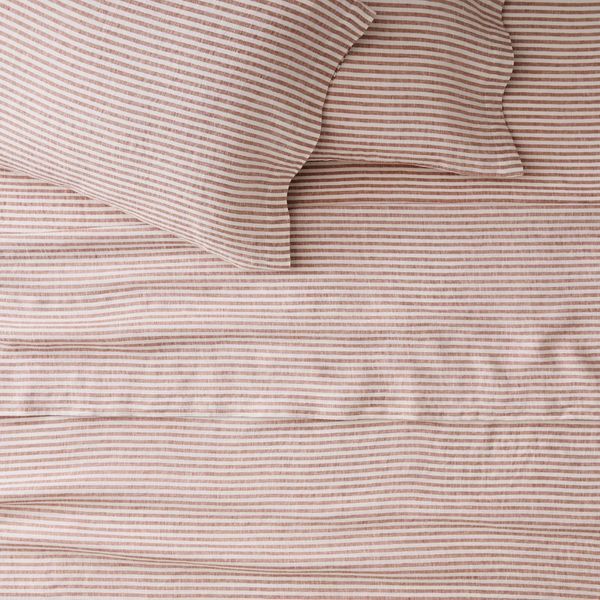West Elm European Flax Linen Classic Stripe Sheet Set