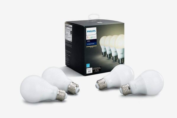 Philips Hue White A19 4-Pack 60W Equivalent Dimmable LED Smart Bulb