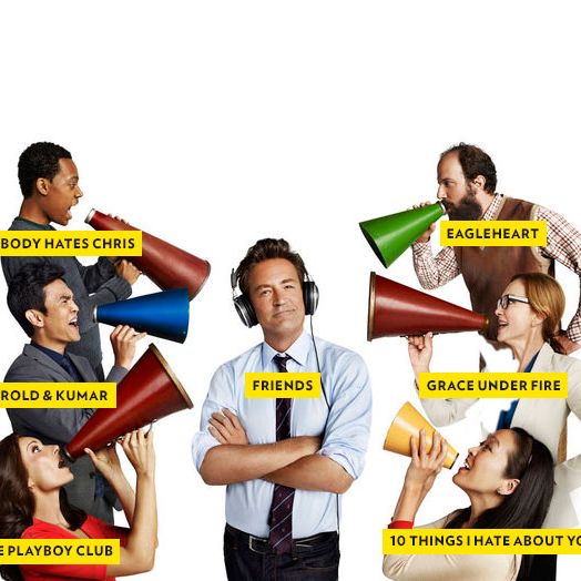 GO ON -- Season: 1 -- Pictured: (left, top down) Tyler James Williams as Owen, John Cho as Steven, Laura Benanti as Lauren, (center) Matthew Perry as Ryan, (right, top down) Brett Gelman as Mr. K, Julie White as Anne, Suzy Nakamura as Yolanda .