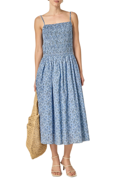 English Factory Paisley Print Smocked A-Line Dress