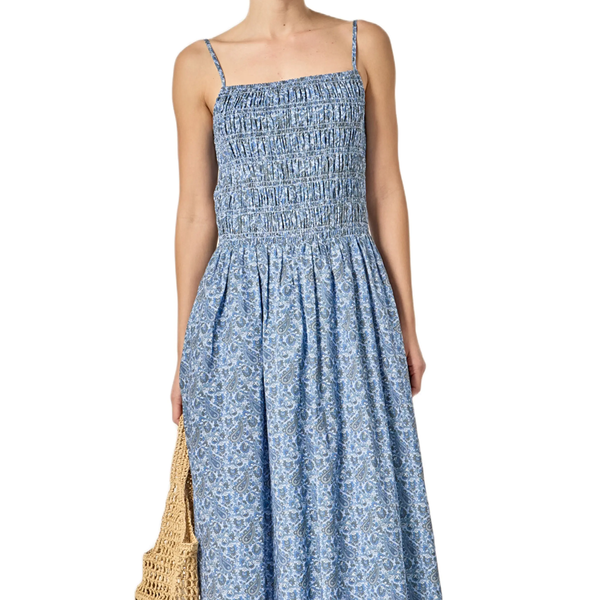 English Factory Paisley Print Smocked A-Line Dress