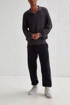 Standard Cloth Waffle-Stitch Polo Sweater