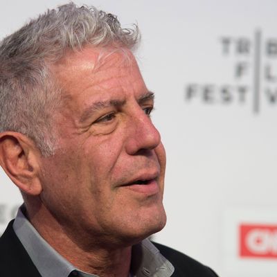 Bourdain at the premiere of <i>Jeremiah Tower: The Last Magnificent</i>.