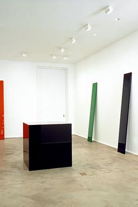 Installation view of the 2005 solo exhibition John McCracken: Early Sculpture at Zwirner & Wirth, New York