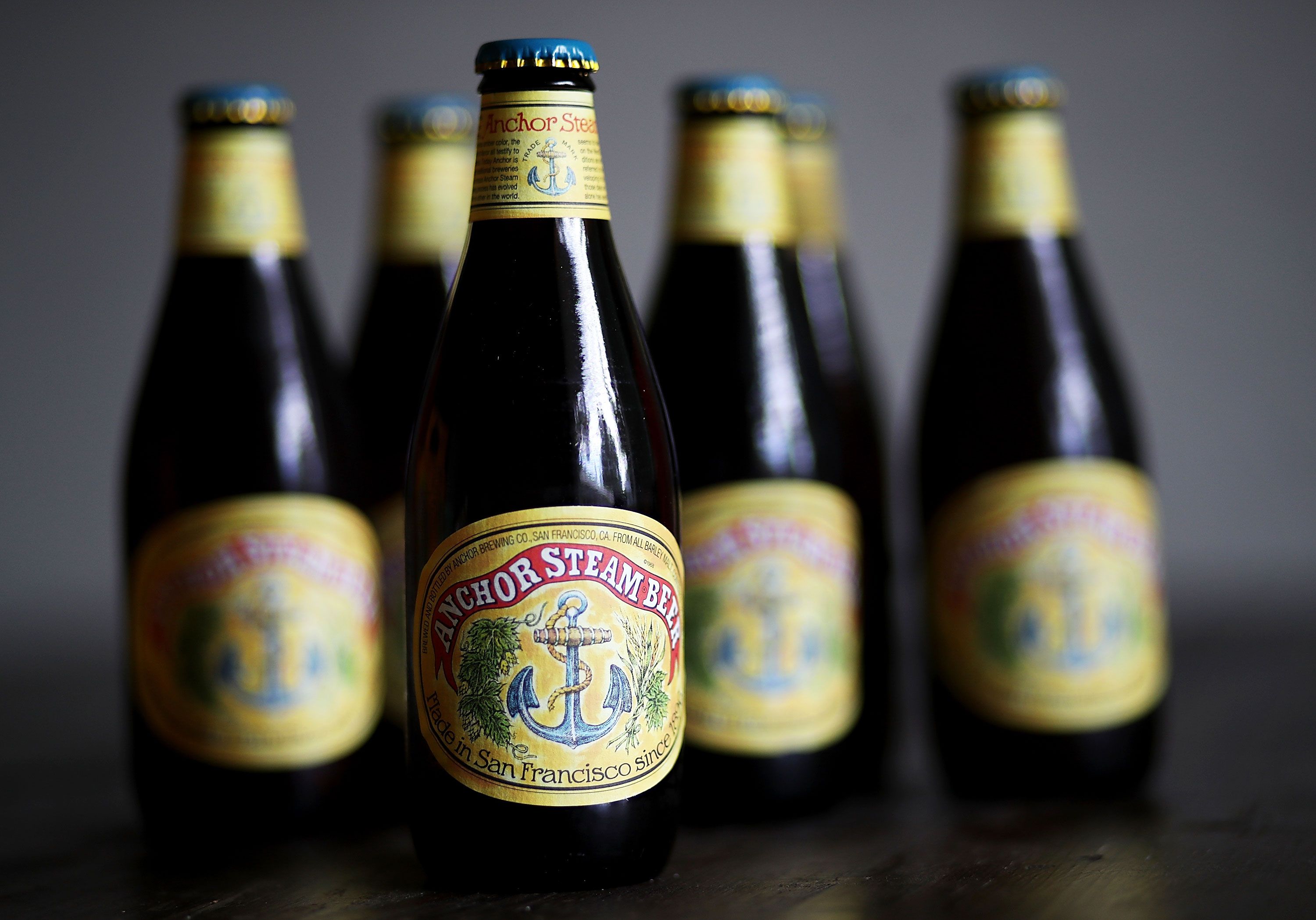 An Anchor Brewing Co. steam beer is photographed at a store in San