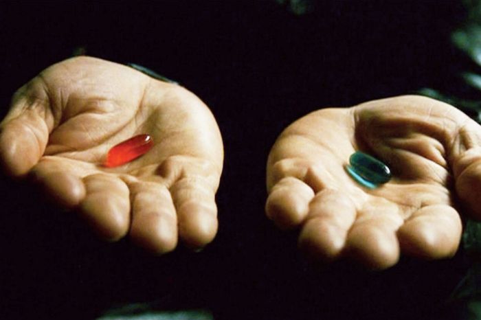 red pill blue pill matrix scene