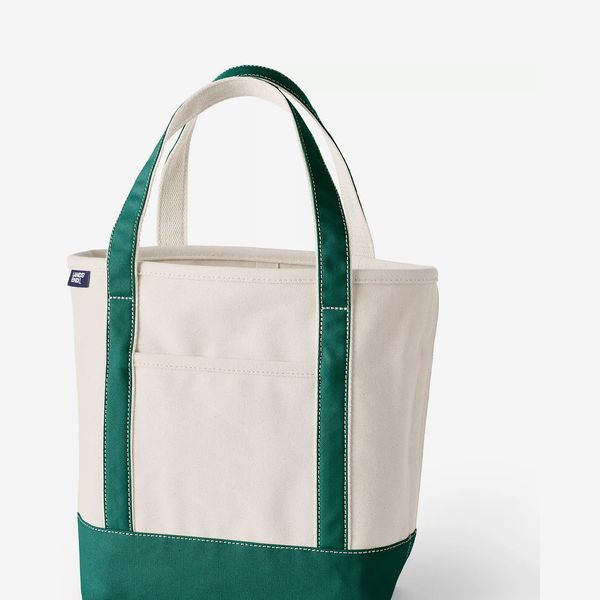 Lands' End Medium 5 Pocket Open Top Canvas Tote Bag