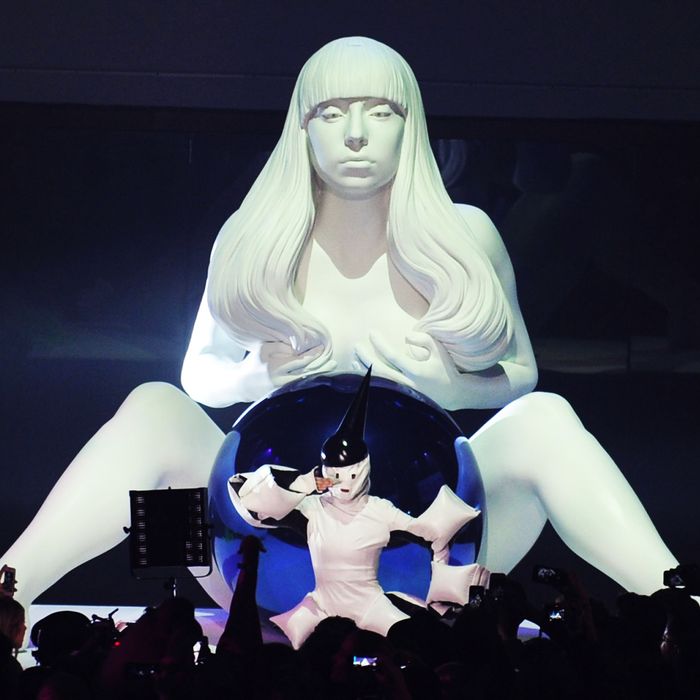 BROOKLYN, NY - NOVEMBER 10: Lady Gaga performs at artRave on November 10, 2013 in Brooklyn, New York. (Photo by Bryan Bedder/Getty Images for Benjamin Rollins Caldwell)