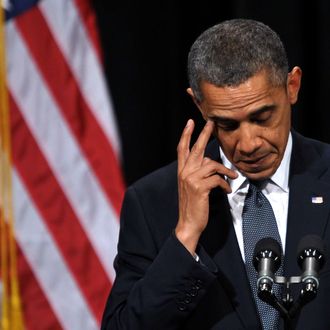 US President Barack Obama speaks at a memorial service for the victims of the Sandy Hook Elementary School shooting on December 16, 2012 in Newtown, Connecticut. Obama will address the memorial for the twenty-six people, 20 of them children, who were killed when a gunman entered Sandy Hook Elementary and began a shooting spree.