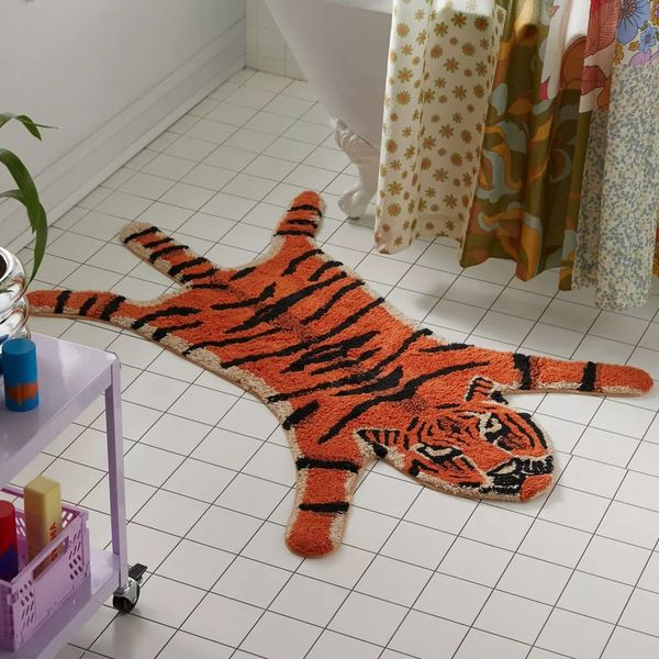 Urban Outfitters Tiger Shape Tufted Bath Mat