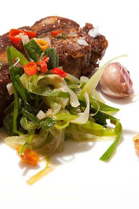 With cumin vinaigrette, wilted onion, and lemon date condiment