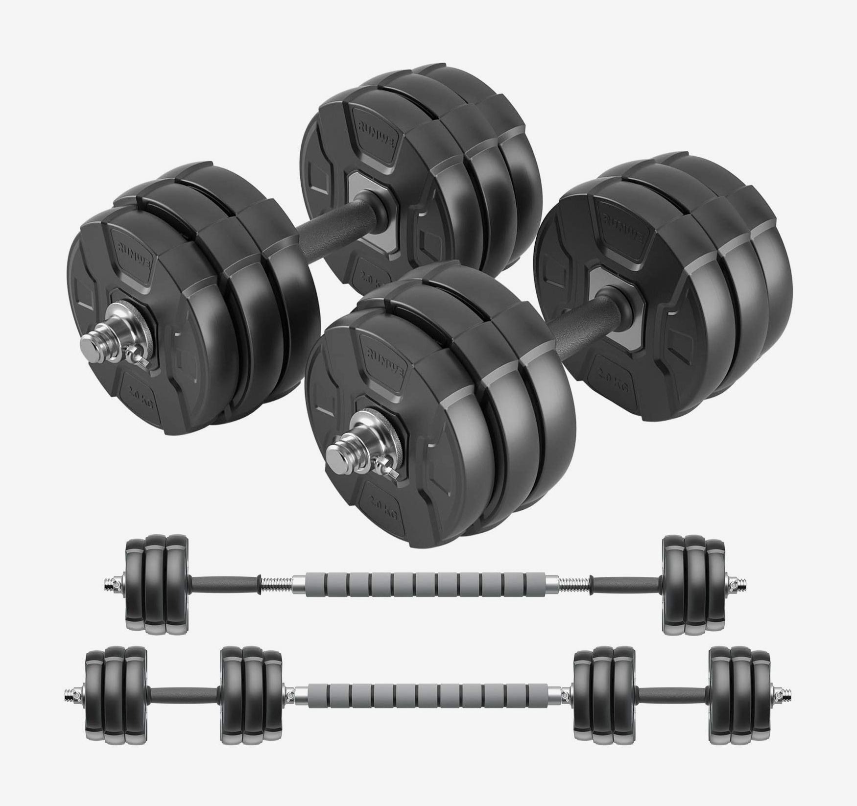 RUN.SE Set of 2 Adjustable Dumbbell Weight Pair with Non-Slip Neoprene Handle Multiple Weight Options Single All-Purpose Exercise Dumbbells 10KG