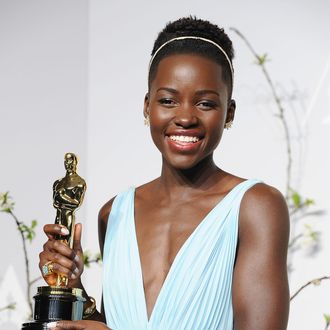 HOLLYWOOD, CA - MARCH 02: Actress Lupita Nyong'o poses in the press room at the 86th annual Academy Awards at Dolby Theatre on March 2, 2014 in Hollywood, California. (Photo by Jason LaVeris/WireImage)