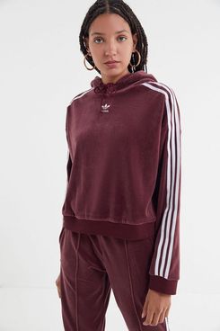 Adidas Velvet Cropped Hoodie Sweatshirt