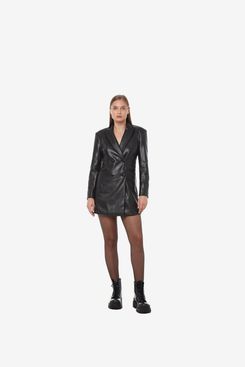 Apparis Ciara Noir Vegan-Leather Blazer Dress