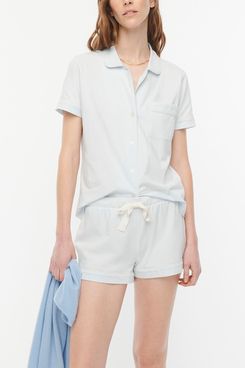 J.Crew Dreamy Short-Sleeve Pajama Short Set (Sheer Blue)