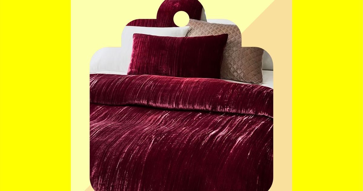 West Elm Crinkle Velvet Duvet Cover Sale The Strategist