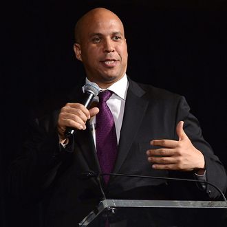 New Jersey Senator-elect Cory Booker speaks onstage at the third annual Pencils of Promise gala at Guastavino's on October 24, 2013 in New York City. 