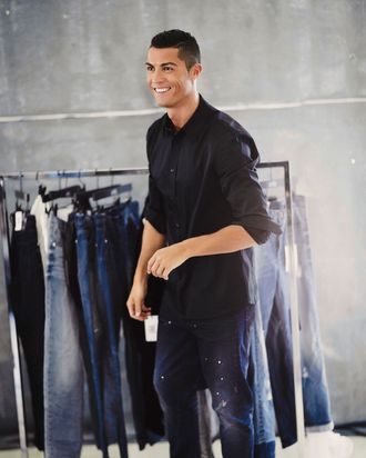 Cristiano Ronaldo's son shows it runs in the jeans with modelling