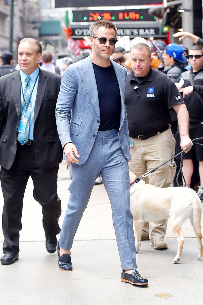 Chris Pine Wears 3 Summer Suits in One Day