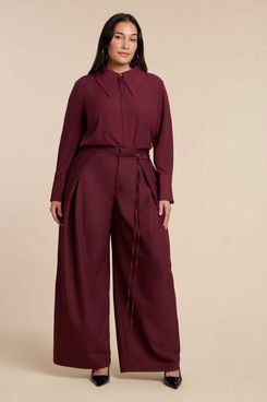 Eloquii Pleat Detail Trouser With Long Belt