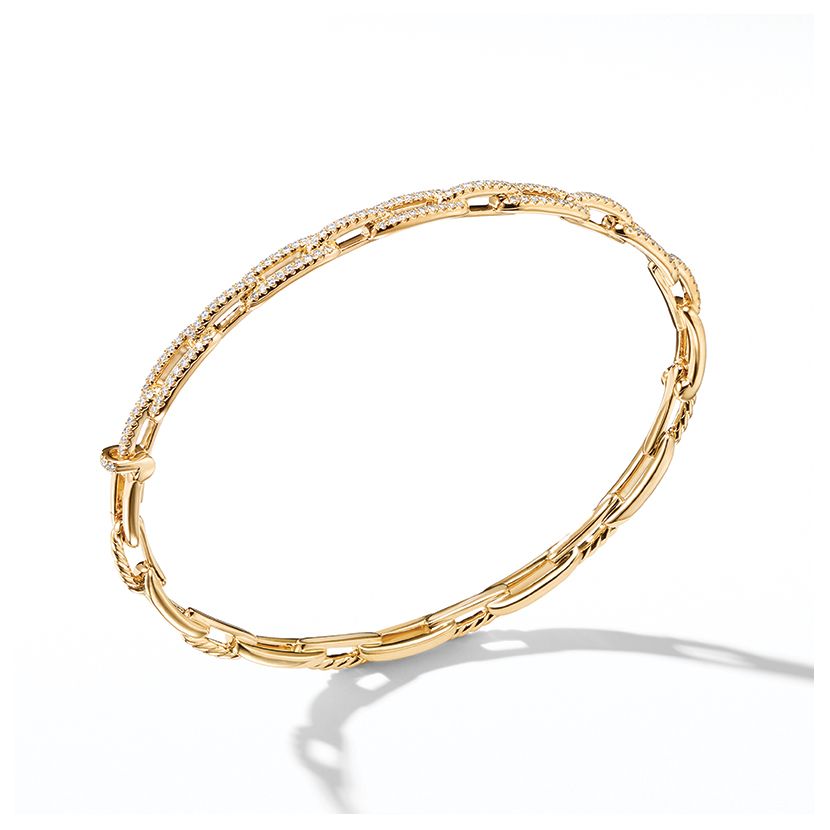 Stax Chain Link Bracelet with Diamonds in 18K Gold, 4mm