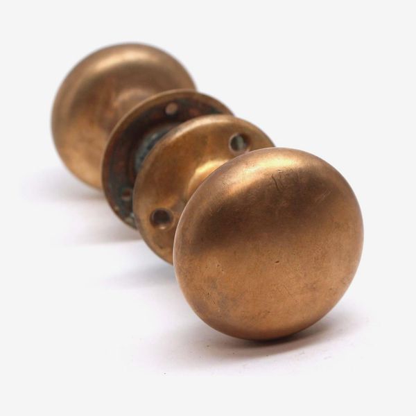 Pair of Plain Brass Door Knobs with Rosettes