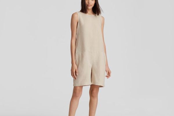 Sleeveless Organic Linen Short Jumpsuit
