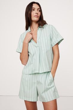 Banana Republic Cotton Poplin Cropped Popover Shirt