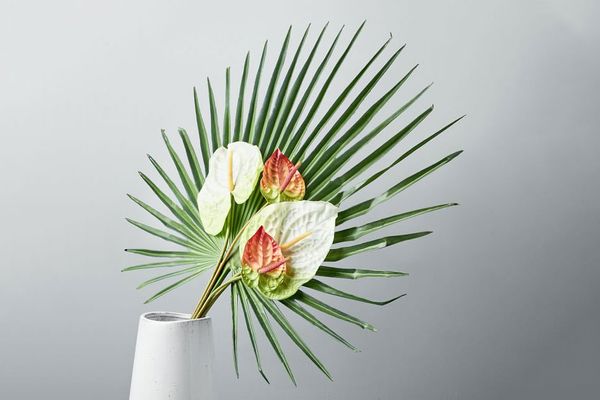 Metaflora Faux Fan Palm + Anthurium Bouquet