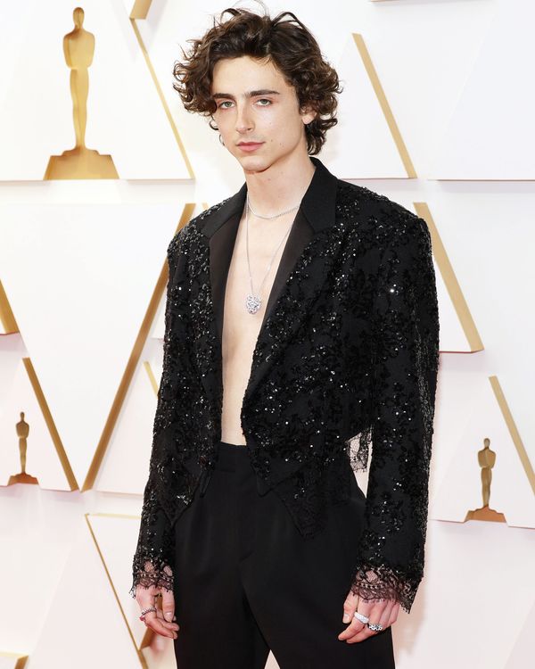 Timothée Chalamet Shirtless in Louis Vuitton at the Oscars