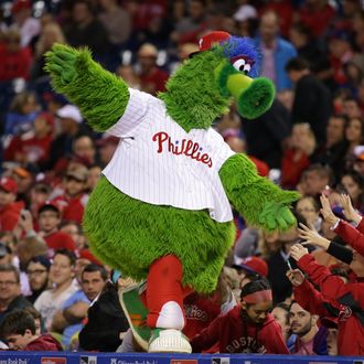 Phillie Phanatic Mascot Surprises Fan at Wedding Ceremony First Look