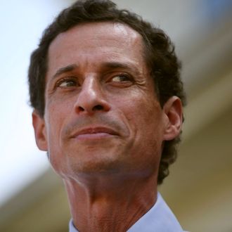 NEW YORK, NY - JULY 26: Anthony Weiner, a leading candidate for New York City mayor, speaks with reporters in Staten Island on a visit to homes damaged by Hurricane Sandy on July 26, 2013 in New York City. It was recently revealed that Weiner engaged in lewd online conversations with a woman after he resigned from Congress for similar previous incidents. (Photo by Spencer Platt/Getty Images)