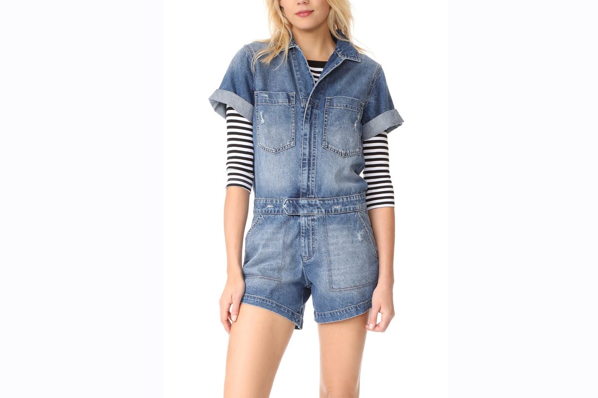 denim romper women's clothing