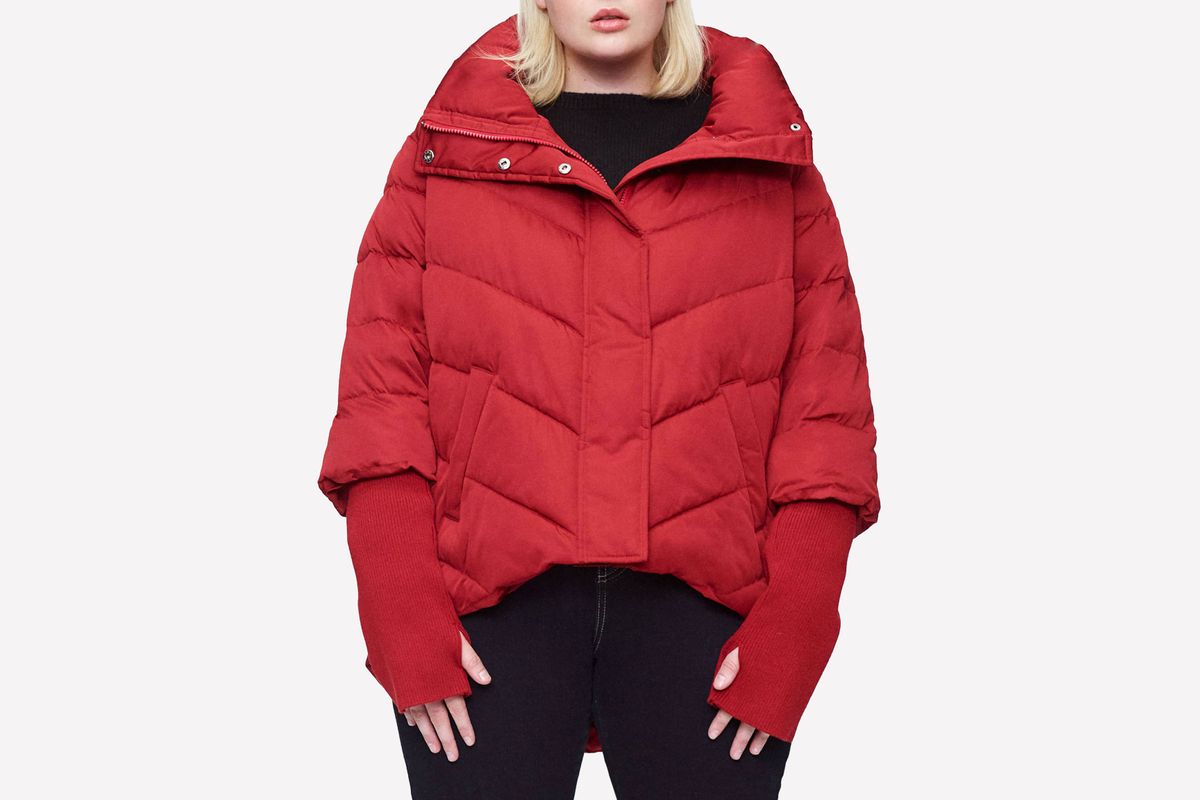 red winter parka