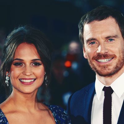 Alicia Vikander and husband Michael Fassbender seen with baby in buggy