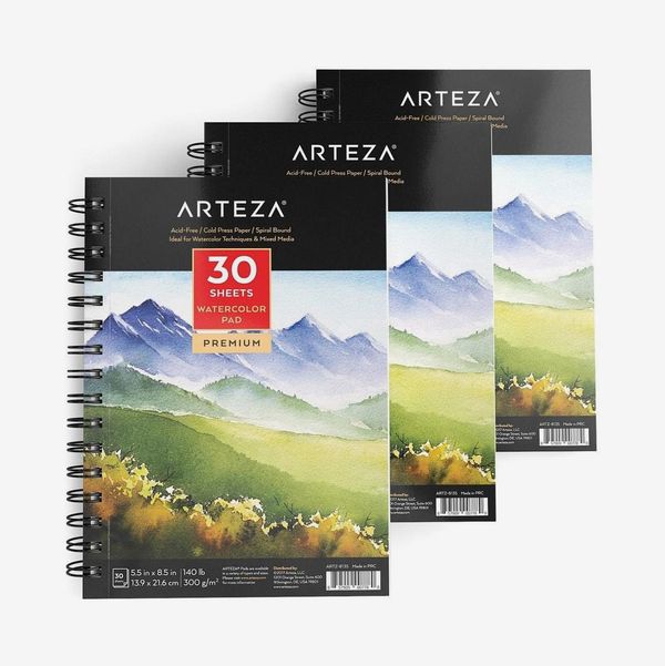 ARTEZA 5.5x8.5” Watercolor Pad, Pack of 3