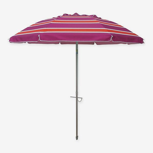 7-Foot Stripe Beach Umbrella in Orange/Pink