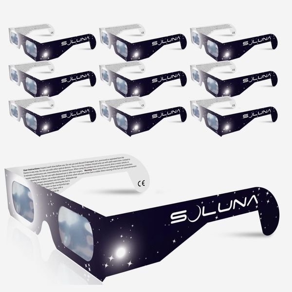 Gafas de eclipse solar aprobadas por AAS 2024, fabricadas en los EE. UU., con certificación CE e ISO, sombras seguras para visualización directa del sol (paquete de 10)