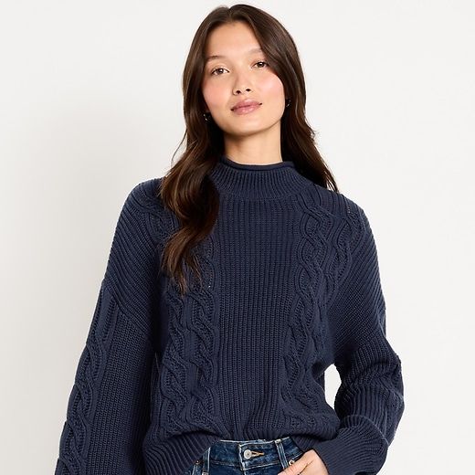 Old Navy Seaside Cotton Roll-Neck Cable-Knit Sweater
